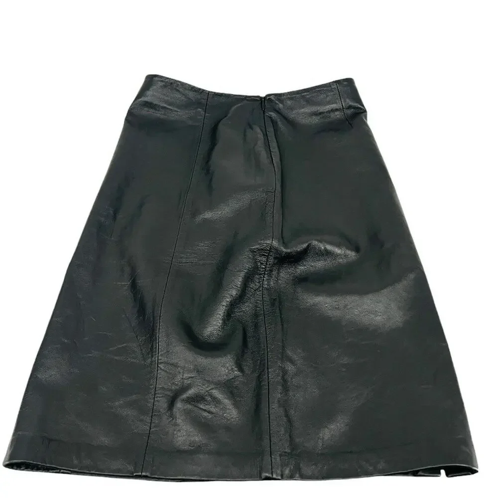 Jaclyn Smith 100% Black Leather Pencil Skirt Womens 6